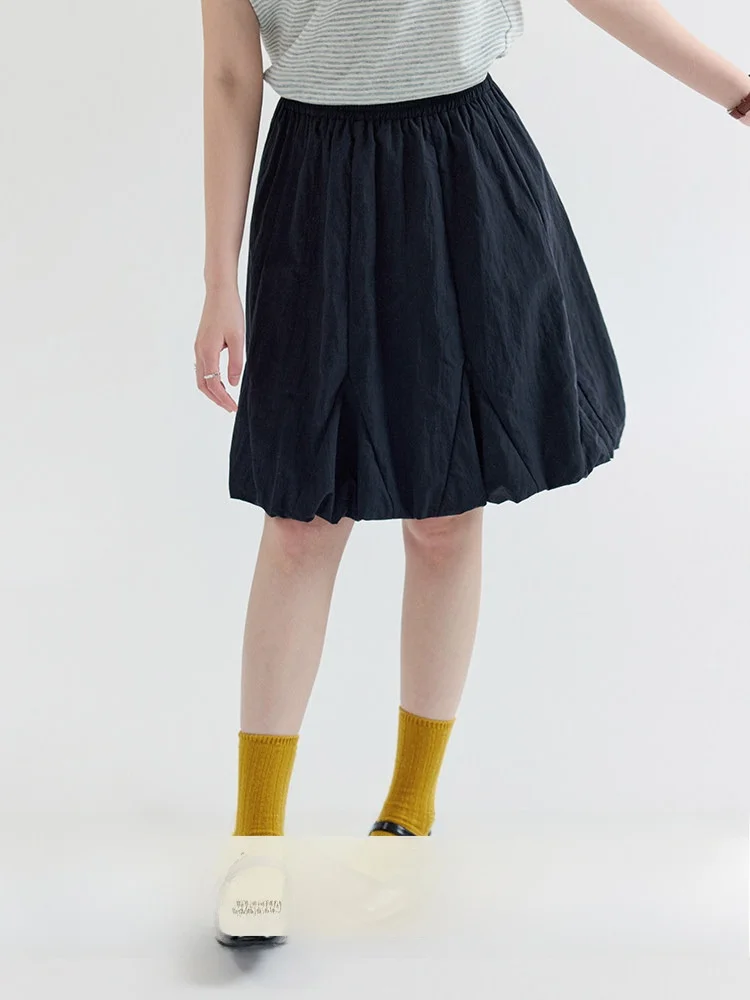 

AMUU Original Design High Waist Pleated Flower Bud Skirt Women's Summer New Style Girl Feeling Half-length Skirts