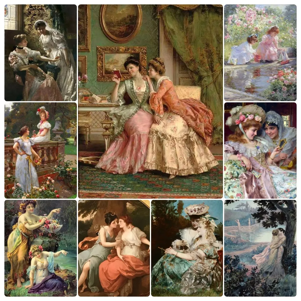 

Jigsaw Puzzles Vintage Victorian Girls Portrait DIY Puzzle Games Family Fun Puzzles Educational Toys reative Gifts for Teenagers