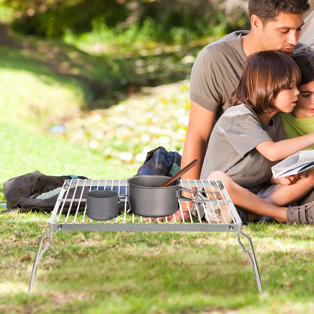 

Portable Folding Stove Stand Stainless Steel Mesh Grill Baking Cooling Rack For Outdoor Bbq Picnic Large Size Durable Metal Grid