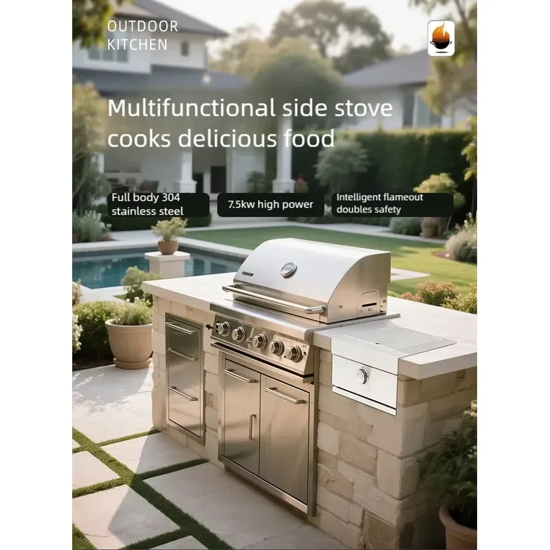 Built-in high-power cookers: outdoor grill and dedicated outdoor kitchen gas side burner