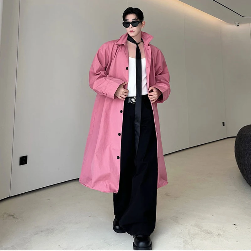 LUZHEN Fashion Elegant High Quality Solid Color Knee-length Windbreaker Coat Men's 2026 Autumn Original Handsome Trench JY9471