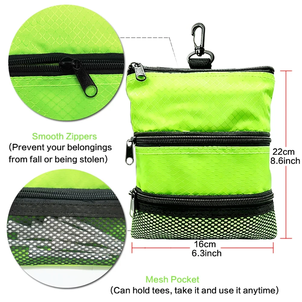 Golf-Dreischicht-Tasche, tragbare Reißverschlusstasche, zum Aufhängen an der Taille, Nagelzubehör, große Kapazität, Golftasche, Geschenk für Golfer