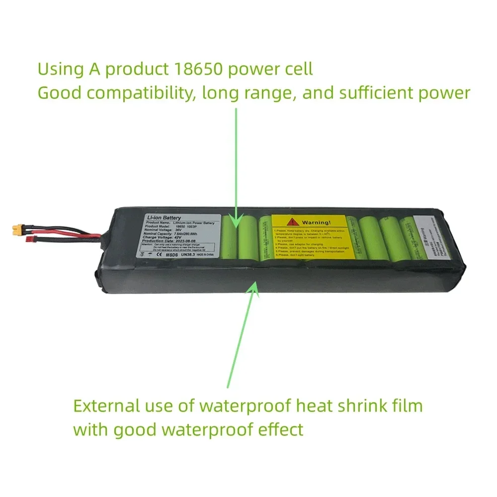 Paquete de batería de iones de litio 10S3P, 36V, 7800mAH, 18650, 500W, alta potencia y gran capacidad para patinete y motocicleta, 36/42V