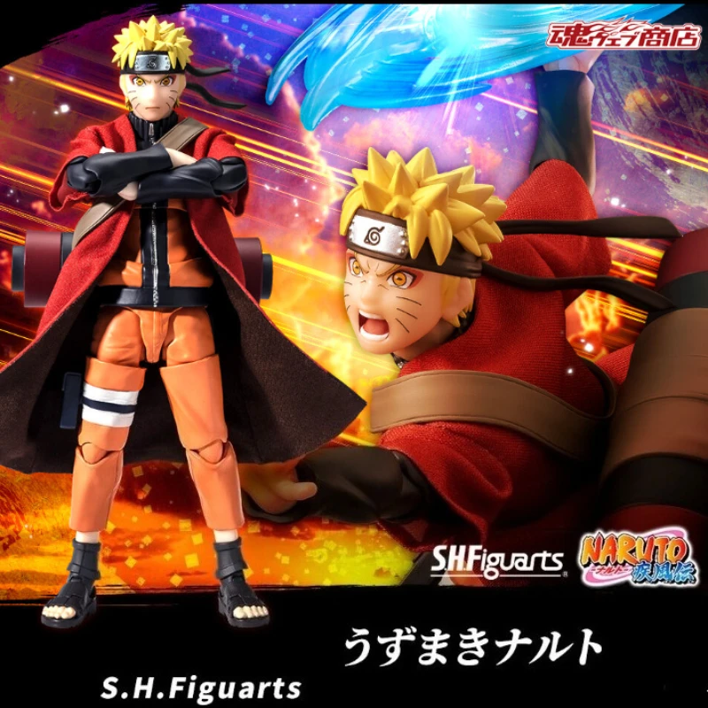 Bandai in Stock SHF NARUTO UZUMAKI [Sage Mode] -Savior of Konoha- Anime Action Figures Toys Original Model WY