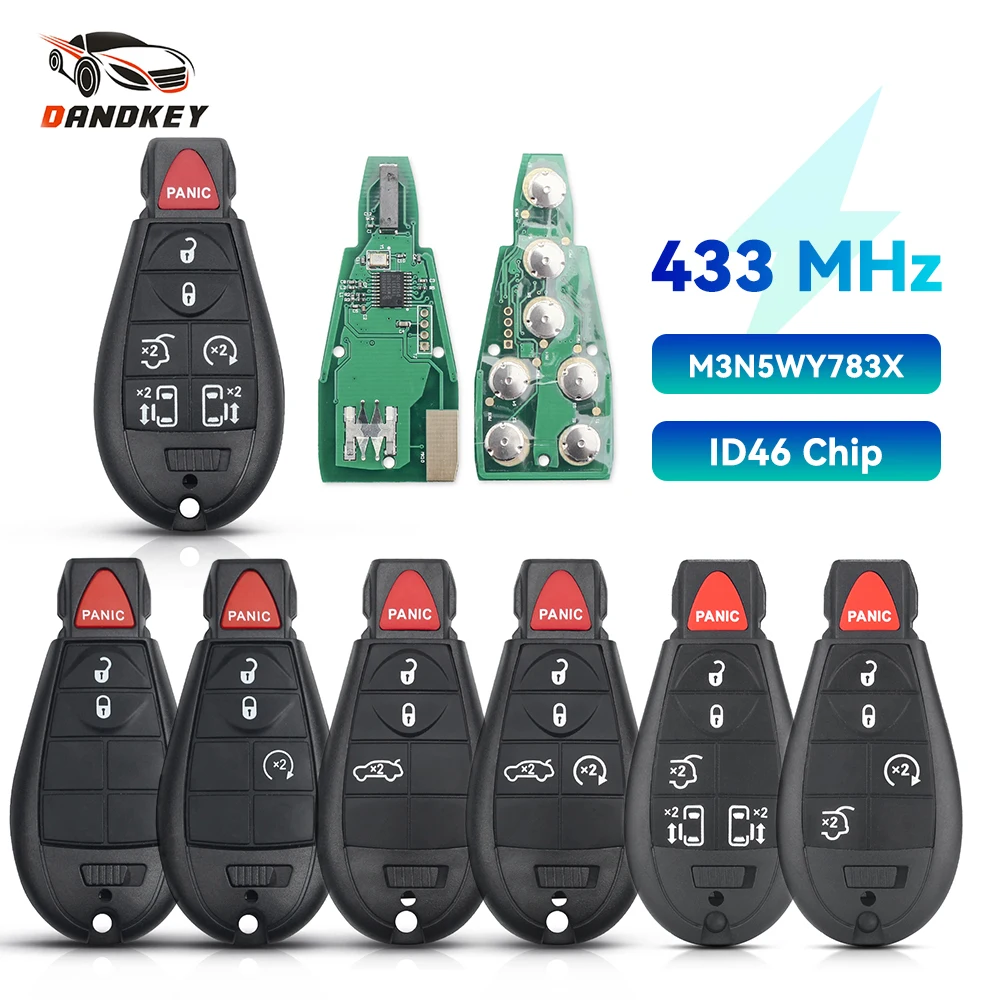 Dandkey Remote Car Key 2/3/4/5/6/7 Buttons For Jeep Grand Cherokee 2008 2009 2010 2011 2012 2013 M3N5WY783X 433Mhz Smart Key Fob