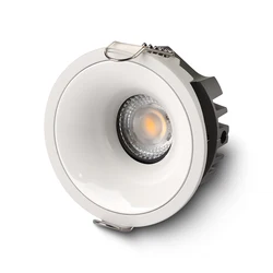 Wpuszczana, przeciwodblaskowa lampa punktowa LED COB Aluminiowa ściemnialna lampa sufitowa 30 °   Oprawa typu Downlight z regulowanym kątem w domu, salonie, sypialni