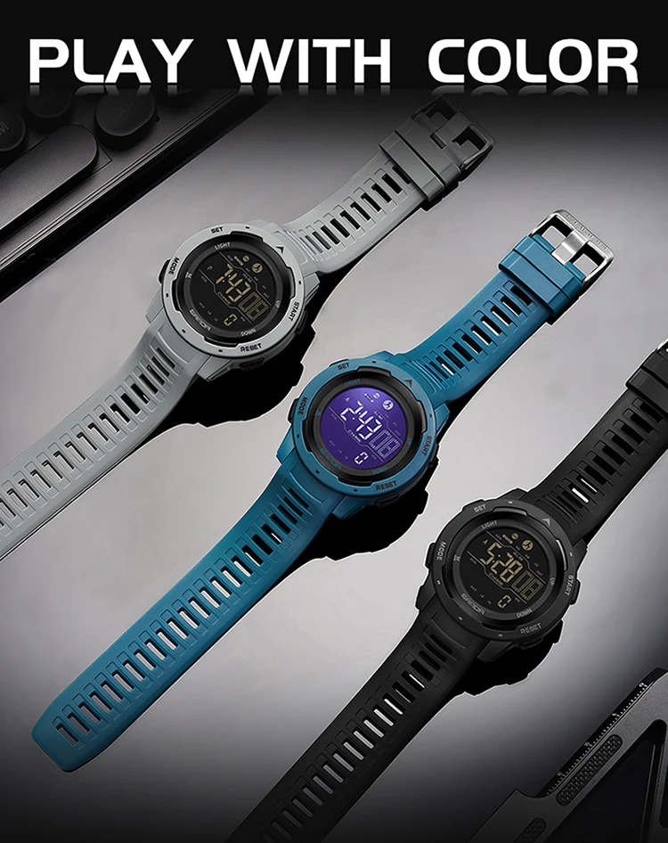 SANDA 2145 Herren-Sportuhr, Schrittzähler und Kalorienzähler, 50 m wasserdichte LED-Digital-Militärarmbanduhr, Relogio Masculino – Detail 13