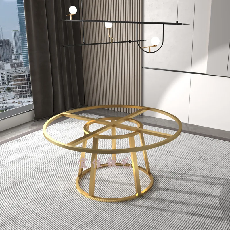 Round table foot marble table leg bracket rock slab round table support frame stainless steel round dining table base light luxu