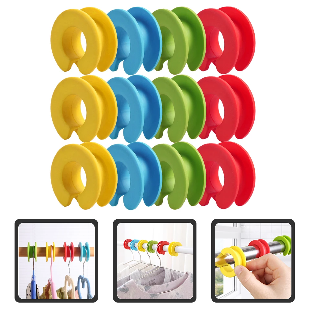 

12pcs Windproof Anti-Slip Buckle Silicone Hanger Fixing Ring Household Safety Clip Reusable Clothes Hanger Spacer Non-S Hook