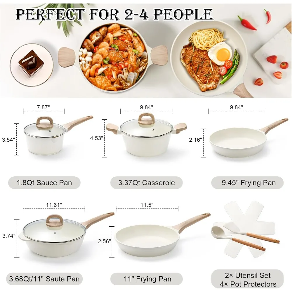 

14 Pcs Pots and Pans Set, Nonstick Cookware Sets, Granite Induction Cookware Non Stick Cooking Set