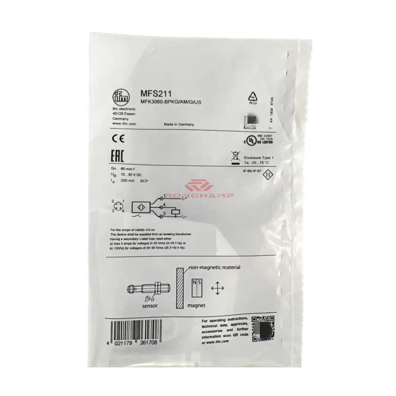 100% New Original Germany IFM Full-metal Magnetic Sensor MFK3060-BPKG/AM/G/US MFS211 Sensor IFM