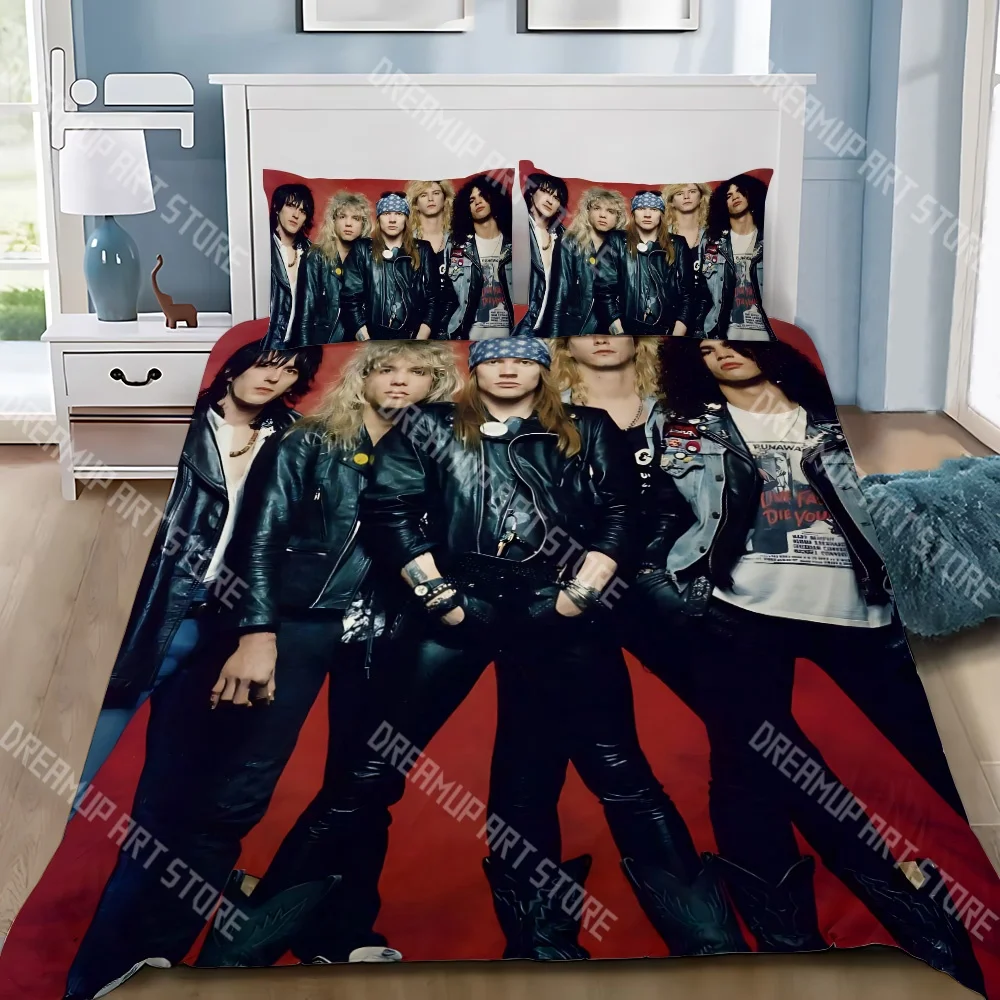 3D Printed Guns N R-Roses Band Bedding Set for Boys Girls Duvet Cover Included Twin Queen King Full Single Double Sizes