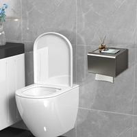 Toilet Paper Roll Holder Bath Tissue Holder Paper Roll Organizer Napkin Dispenser Rustproof Aluminum Wall Mount Box No Drill