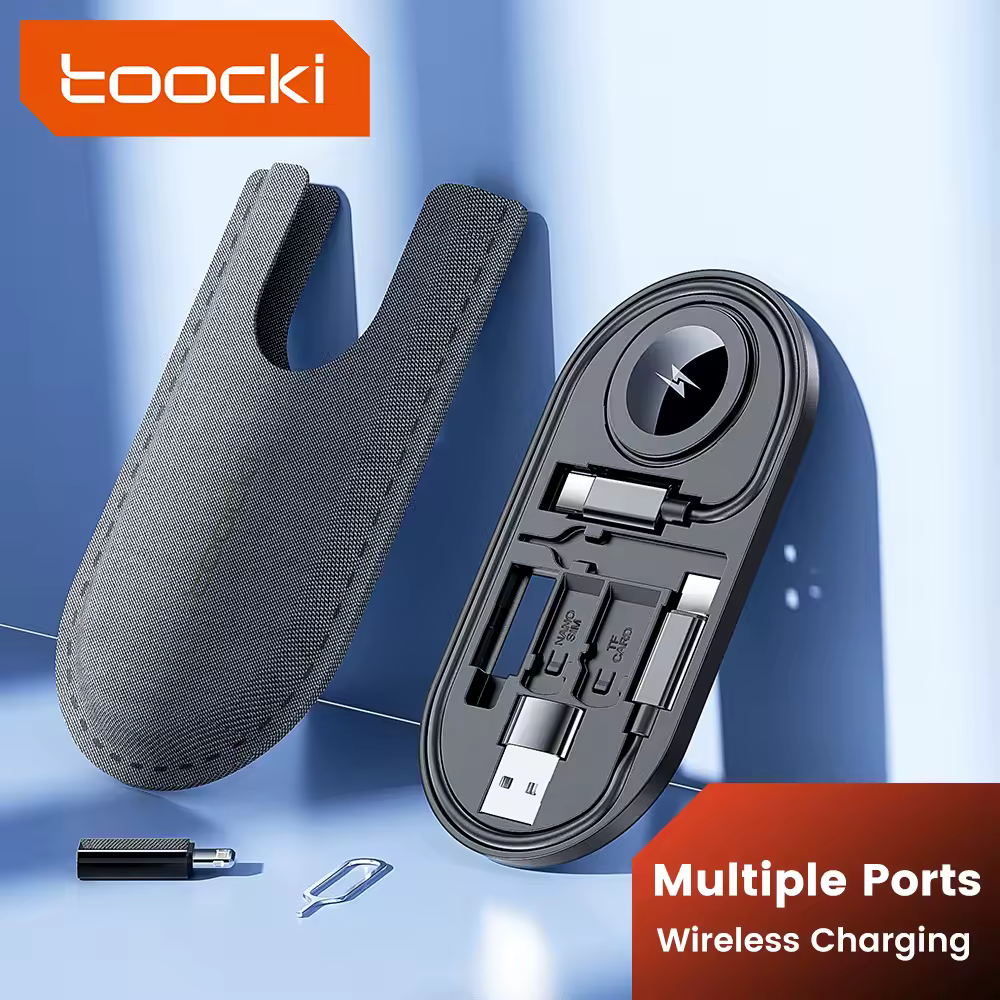 Toocki Mini cavo dati set di cavi orologio caricabatterie wireless da USB C a Tpye C cavo di ricarica veloce scatola organizer multifunzione da viaggio