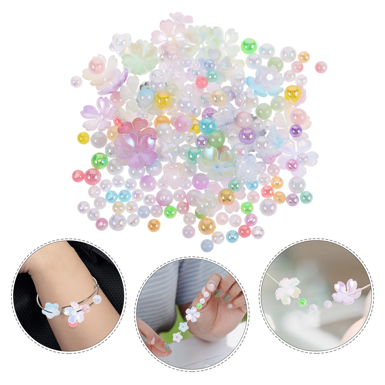 

1 Box Bead Kit for Jewelry Making DIY Round Flower Shaped Loose Spacer Beads Bracelet Necklace Phone Charm Craft Supplies