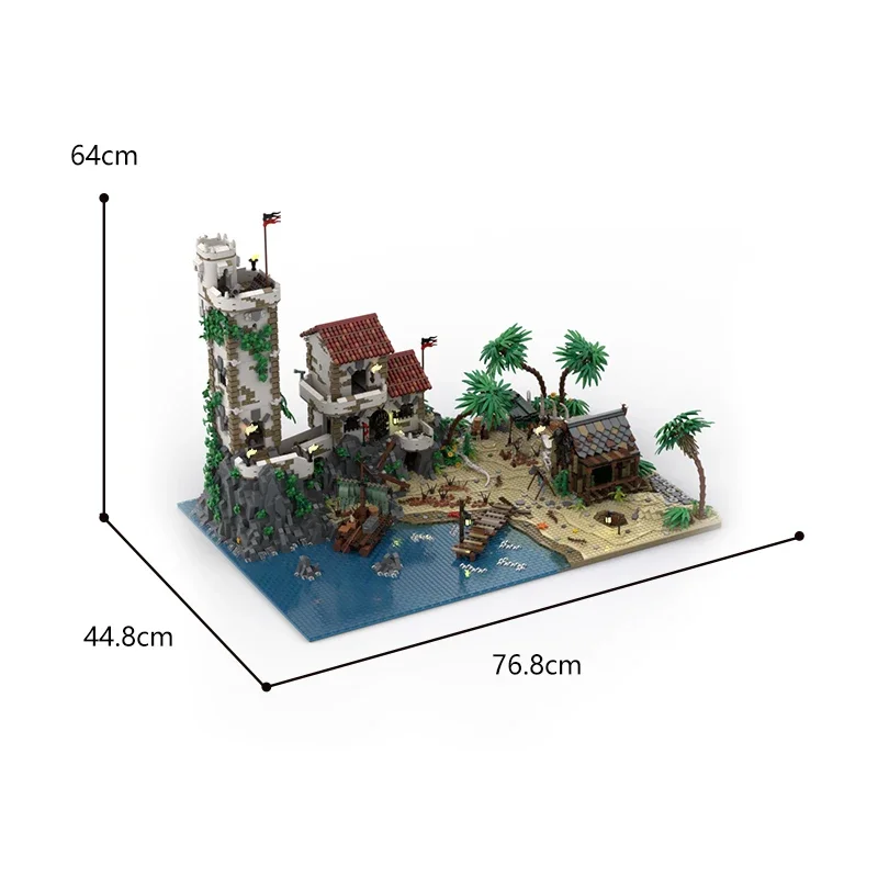 BuildMoc Pirates of Barracuda Bay Port Sauvage The Cursed Beach Building Blocks Set 21322 Island House Bricks Toys Children Gift