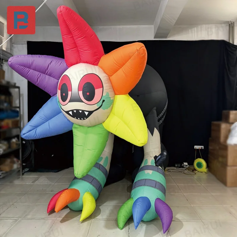 Inflatable sunflowers, inflatable sunflowers in Halloween style, inflatable cartoon sunflower monsters, colorful sunflowers