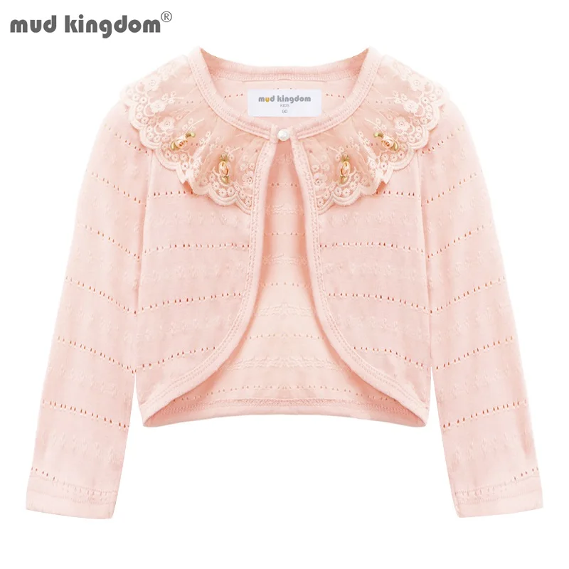 Mudkingdom Grils Knit Cardigan Sweater Spring Long Sleeve Bolero Shrug Lace Short Cardigan for Toddler Clothing Thin Coat Jacket