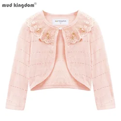 Mudkingdom Grils Knit Cardigan Sweater Spring Long Sleeve Bolero Shrug Lace Short Cardigan for Toddler Clothing Thin Coat Jacket