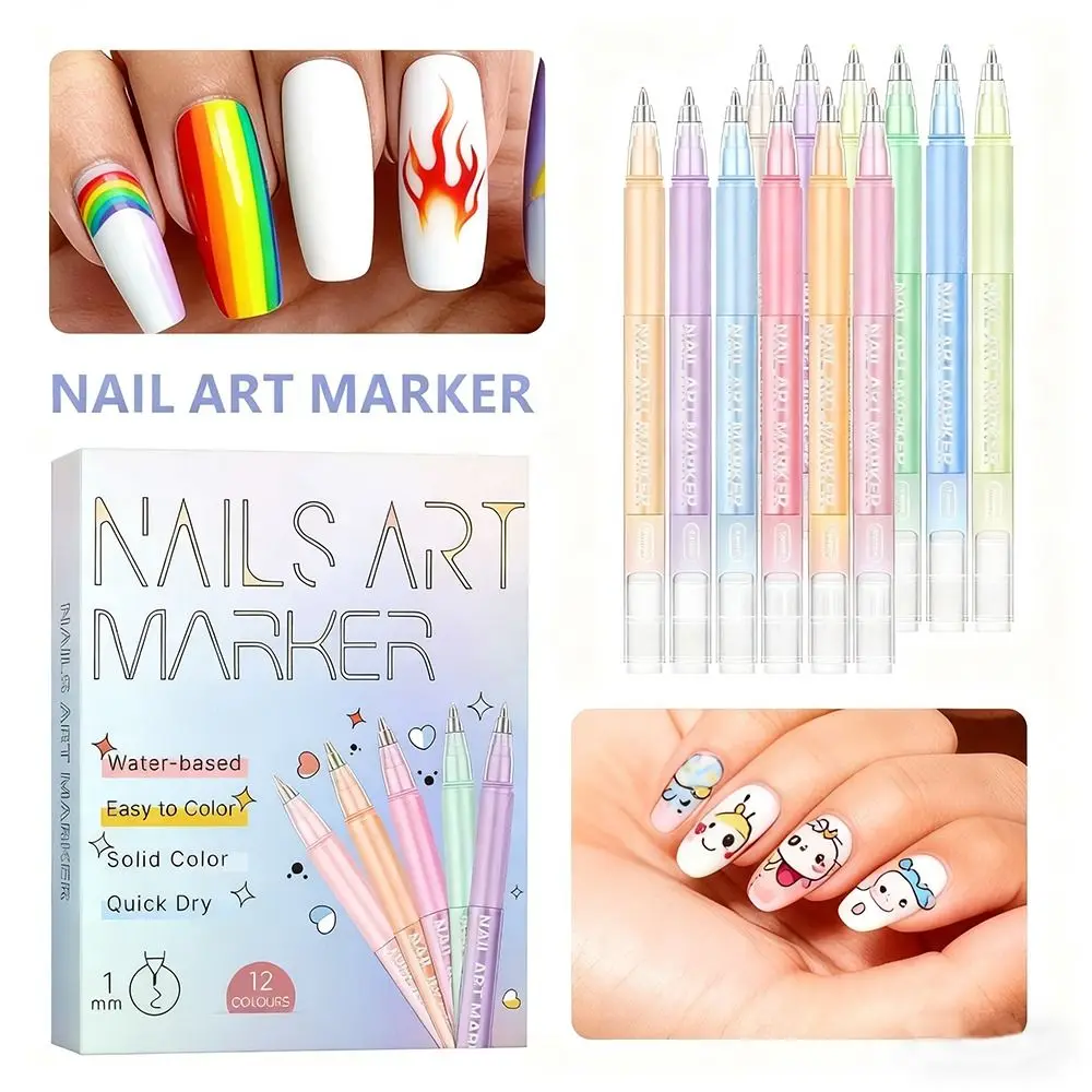 10/12 Colors 10/12 Colors Nails Art Marker Pens Waterproof Quick Dry Nail Art Polish Pens Manicure Tools Art Nail Decoration