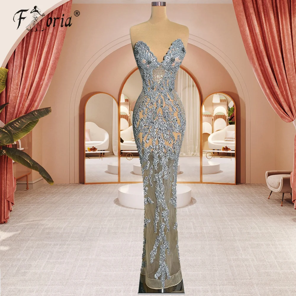 Lindo Prata Sereia Longo Formal Vestidos De Festa 2023 Sexy Ver Através Lantejoula Lace Longo Mulher Ocasião Vestidos Plus Size