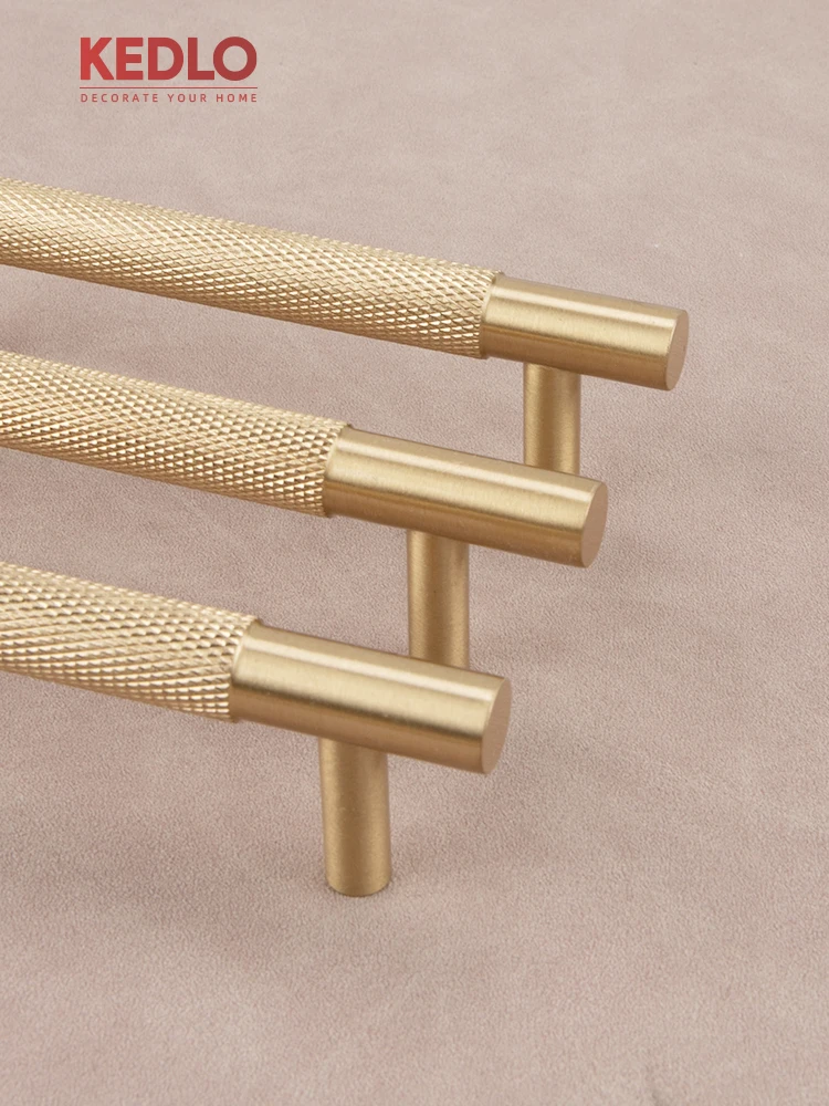 KEDLO Solid Brass Knotting 500mm Long Handle Kitchen Cabinet European Style Light Luxury Brushed Brass Gold Handle
