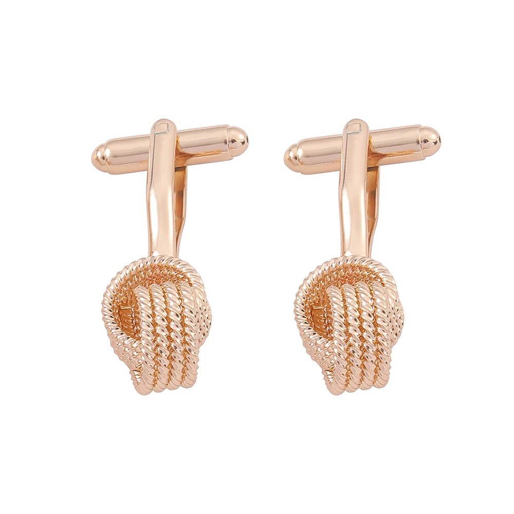 2 Pcs Brass Men Cufflinks Golden Silvery Knot Copper Cuff Link Hiphop Shirt Clothes Jewelry Accessories