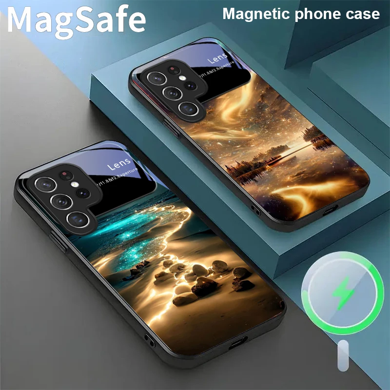 

Deep blue seawater spot For Samsung Galaxy S20 FE S21 S22 S23 Plus S24 Ultra 25 Edge S24Ultra 22Plus Magsafe Glass Phone Casee