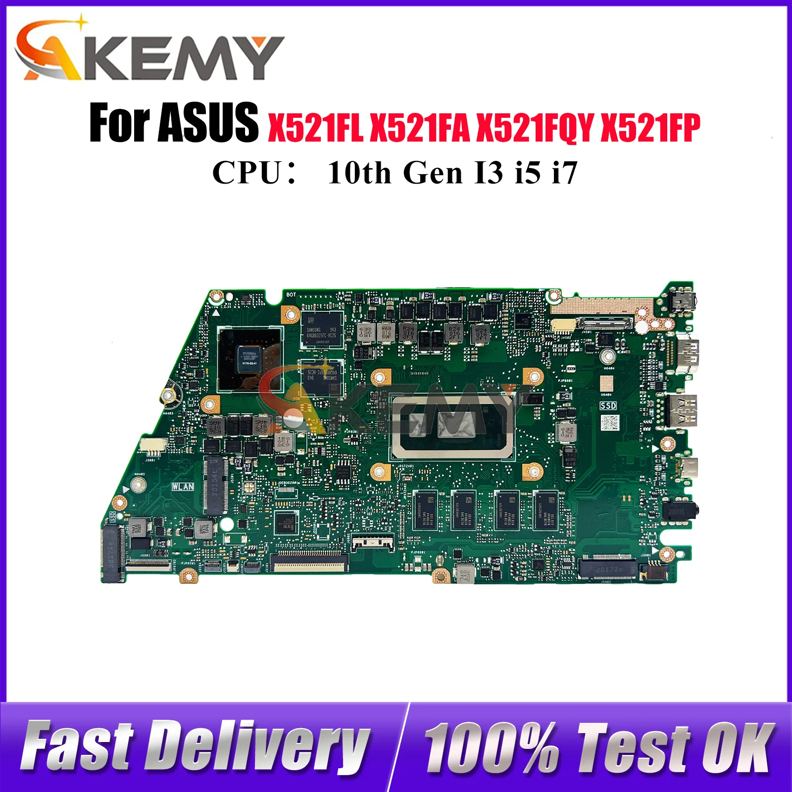 

X521FL Laptop Motherboard For ASUS X521FQY X521FPY X521FP X521FAY X421F X521FL S5600F Mainboard 10th Gen I3 i5 i7 100% tests OK