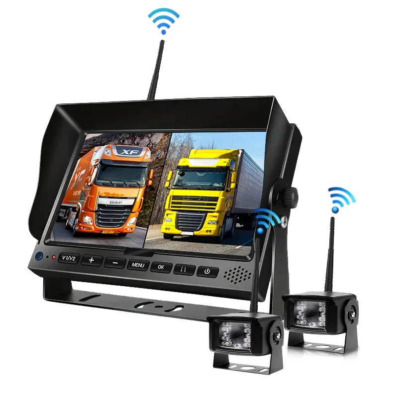 

20252.4G 1080P Digital Wireless Camera System Reversing Aid Heavy Truck MDVR 256GB Quad Screen with 4PCS Wireless Backup Camera