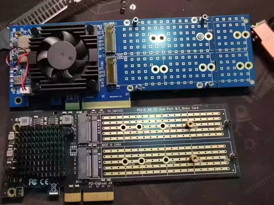 Non-Splitting for M.2   PCIE 4.0 To NVMe X8 Plx88024 Quad-channel Expansion Card  Drives with Brackets Riser Dual Heatsinks