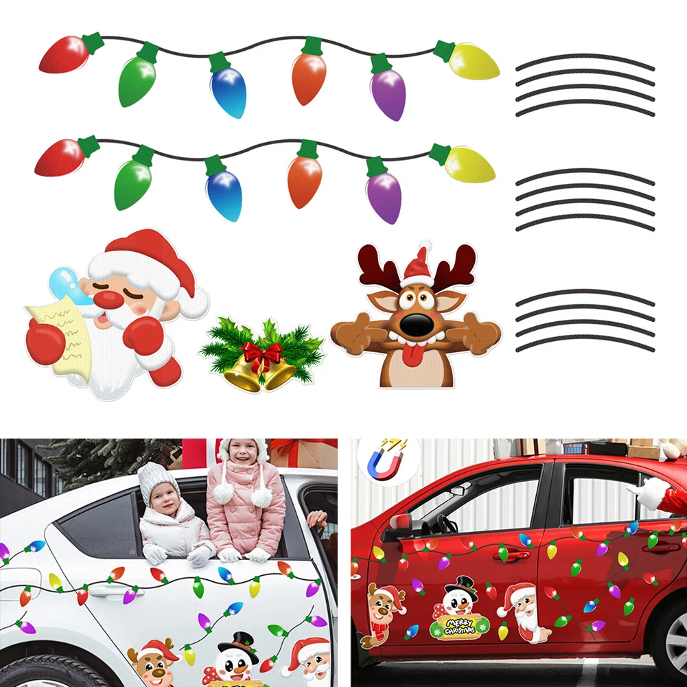 Christmas Car Decoration Magnet Garage Door Sticker Santa Claus Snowman Xmas Holiday Party Fridge Magnet Home Decoration Sticker