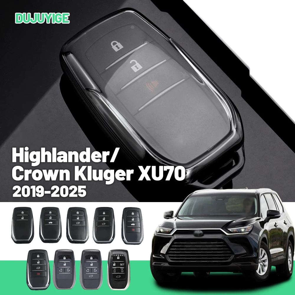 Klare TPU-Autoschlüsselhülle für Toyota Highlander/Crown Kluger XU70 2019–2026, Schlüsselanhänger-Abdeckung, Schutzschale, Autozubehör 2020