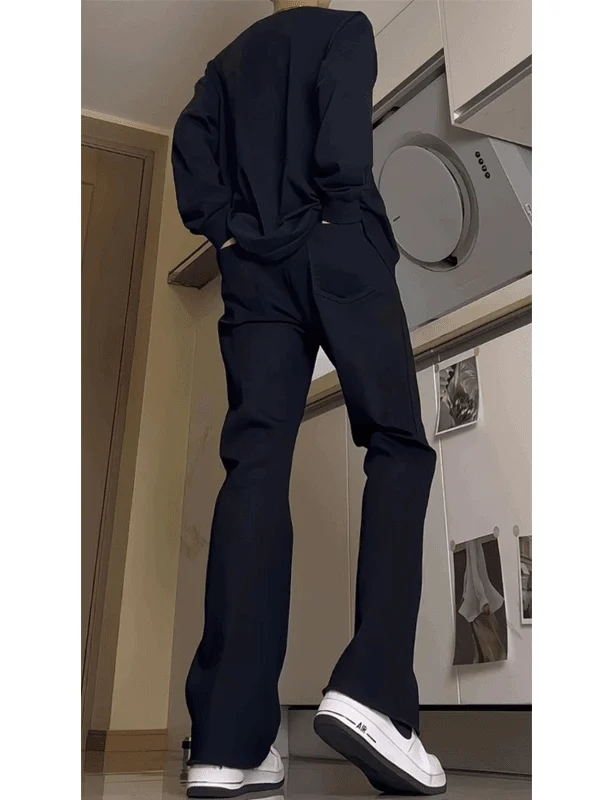 

Bla Elastic Casual Jeans Men's Spring Autumn American Cleanfit Micro Flared Trendy Straight Leg Long Pants Leisure Sport Da...