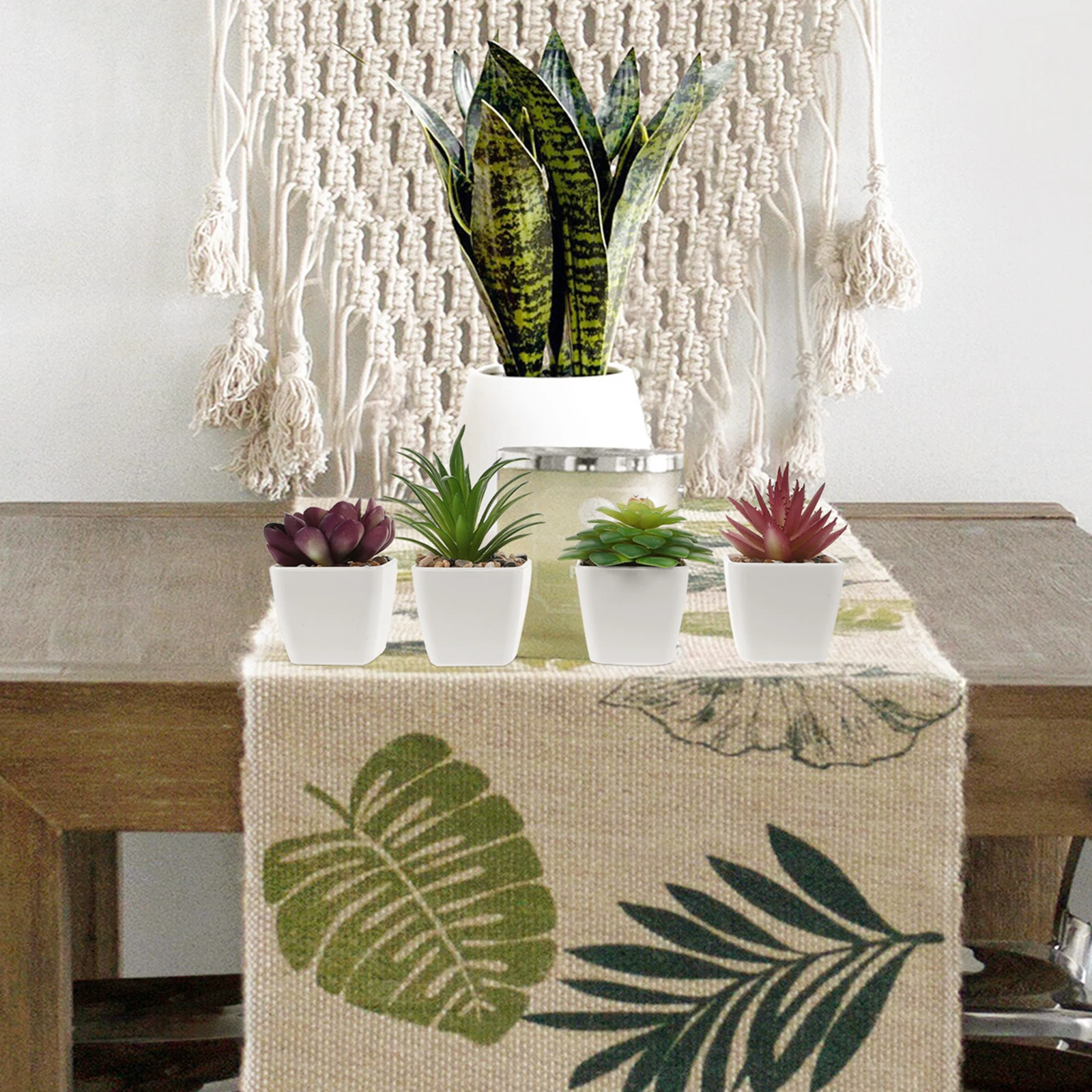 

4Pcs Simulation Succulent Plants Faux Mini Potted Artificial Decor Small Fake Bonsai Indoor Outdoor Home Decor