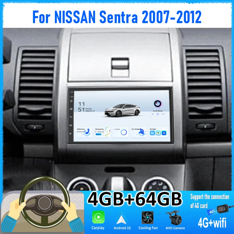 Autoradio Carplay Android 15 7inch CarPlay Monitor For NISSAN Sentra 2007-2012 Multimedia Video Player Car Radio 2 din AutoRadio