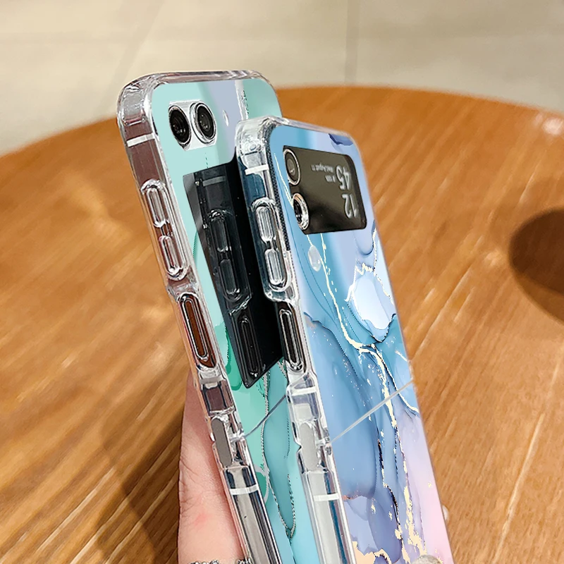 Kolorowe marmurowe etui na Samsung Galaxy Z Flip 6 5 4 3 5 5 5 5 5 5 5 5 5 5 5 5 5G silikonowe miękkie TPU przezroczyste składane etui na Samsung Z