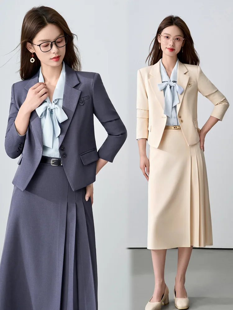

Women's Suit Set2025New Spring and Autumn High-End Preschool Teacher Workwear Formal Professional Blazer and Skirt Set