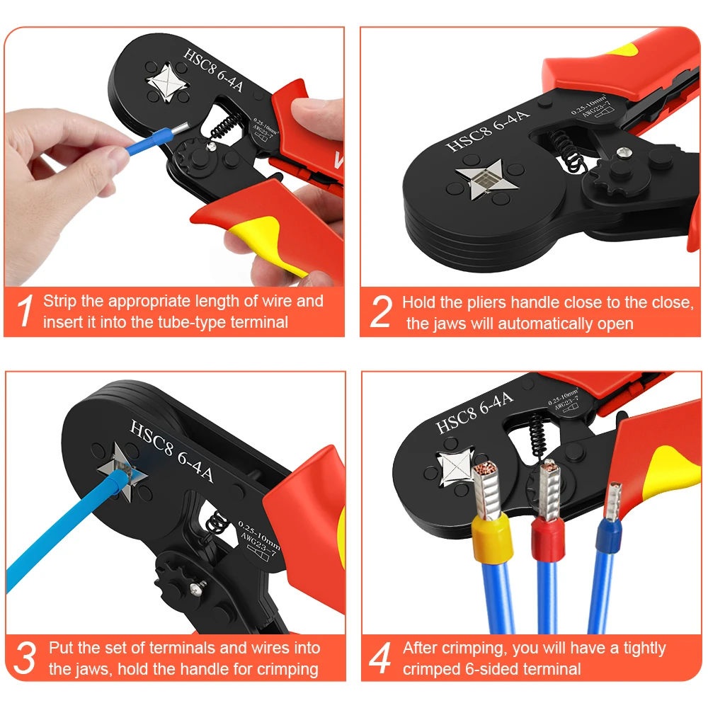 Ferrule Crimping Tool Kit,Self-Adjusting Crimping Pliers for wire ferrules-Crimping Pliers set-Crimp Connector Assortment Kit