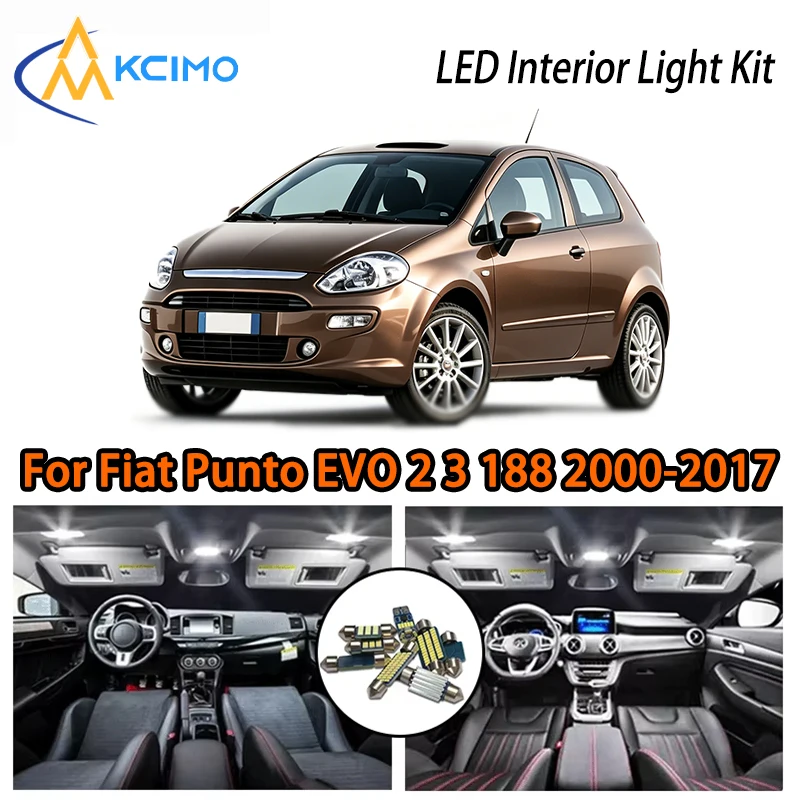 

For Fiat Punto EVO 2 3 188 199 2000-2017 LED Kit, Two Color Choices, Super Bright Easy Install Interior Lights