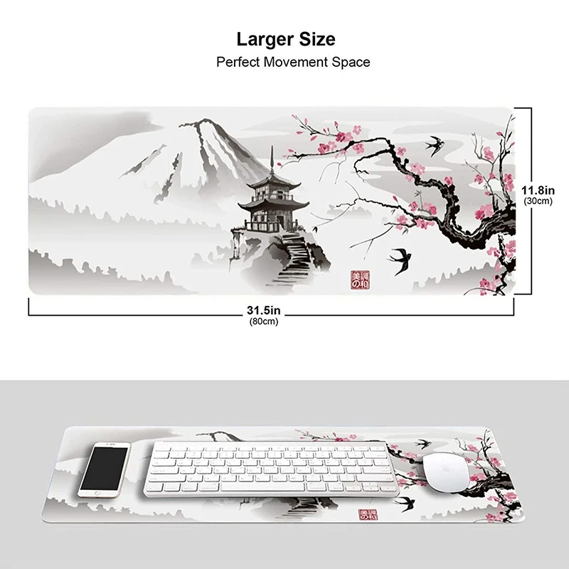 Cherry Blossom Sakura Pagoda Japan Mouse Pad Deskmat Gaming Laptop Mousepad Pink Desk Accessories  Office Carpet XXL Mouse mat