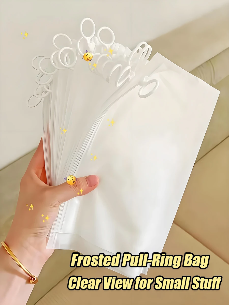 10/20pcs INS Frosted Waterproof Pull-Ring Zipper Bag Portable Travel Storage Organizer Multifunctional Subpackage Bag Reusable