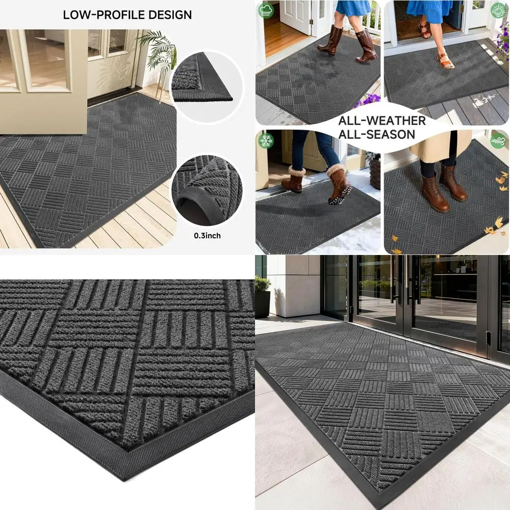 

Прочный низкопрофильный придверный коврик 48x36, устойчивый к пятнам и выцветанию, идеально подходит для входных групп с высокой проходимостью, цвет: серый алмазный