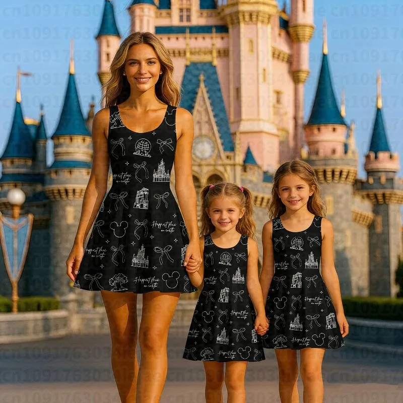 

2026 Trendy Kawaii Sweet Women Girl Parent-child Dress Fashion Trip Summer Dress Mickey Dress Comfortable Breathable Trip Dress