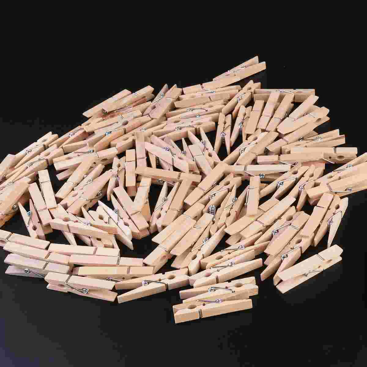 100 Pcs Spring Loaded Pin Clothe Photo Paper Peg Clothespin Craft Clip Decorate Wooden