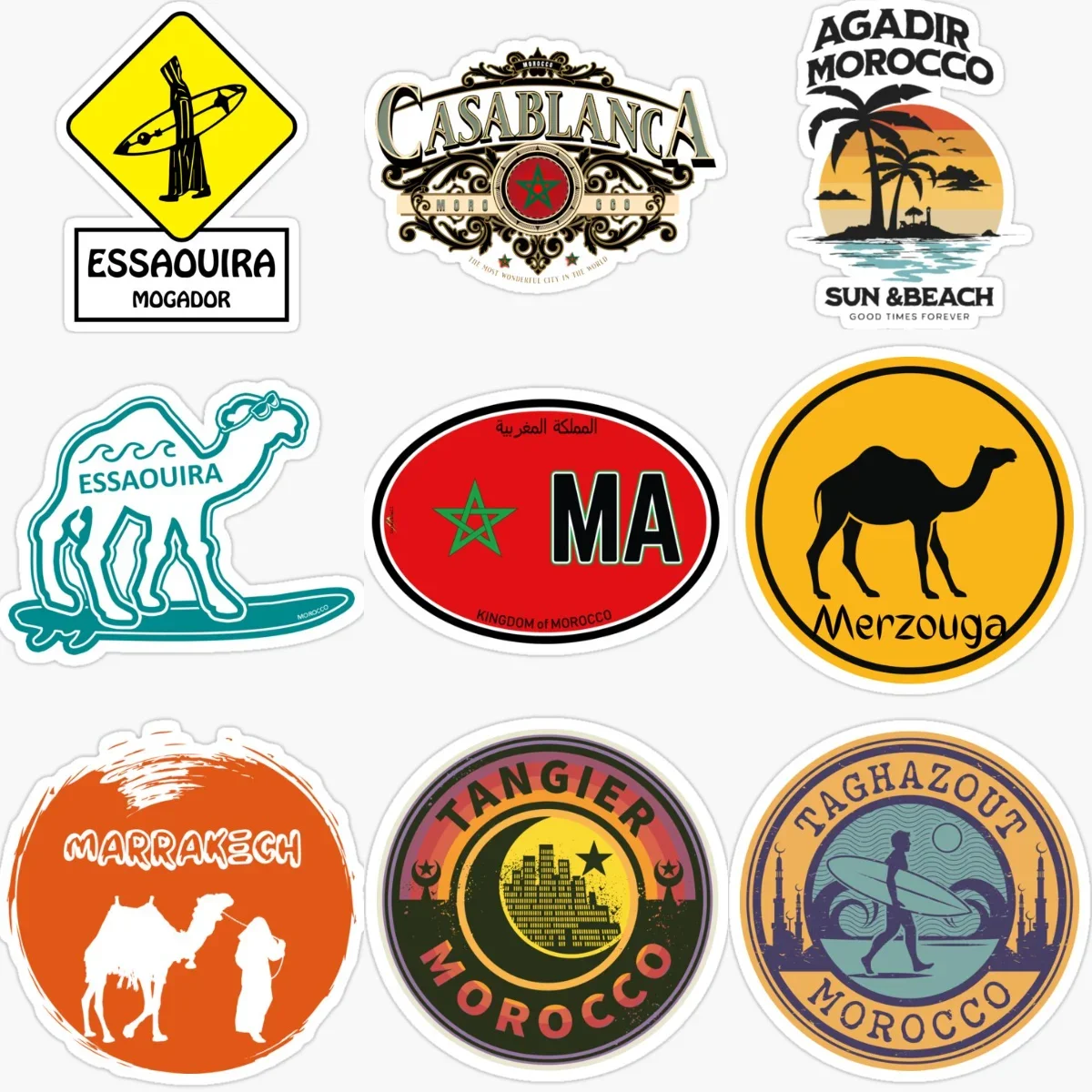 Morocco Flag Map Emblem Camel Creative PVC Car Sticker for Decorate Car Fridge Bicycle Wall Helmet Motorcycle Decal Accessories