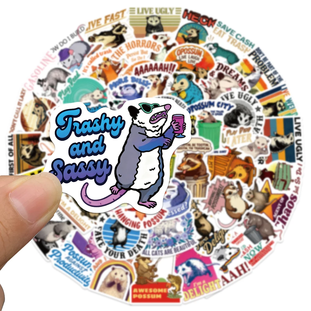 50pcs Cartoon Possum Sticker Cute Funny Decal For Diary Fridge Closet Wallet Backpack Envelope Label Magazine DIY Decal Sticker