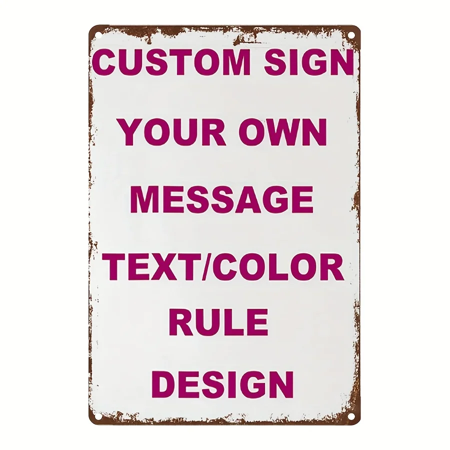 Custom Personalized Metal Tin Sign Custom Text Message Rule Design Vintage Retro Wall Decor 20x30cm Aluminum