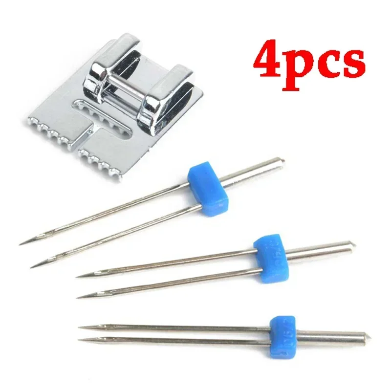 4pcs/set Double Twin Needles Wrinkled Sewing Presser Foot for Sewing Machine Size 2/90 3/90 4/90 multifuctional fittings