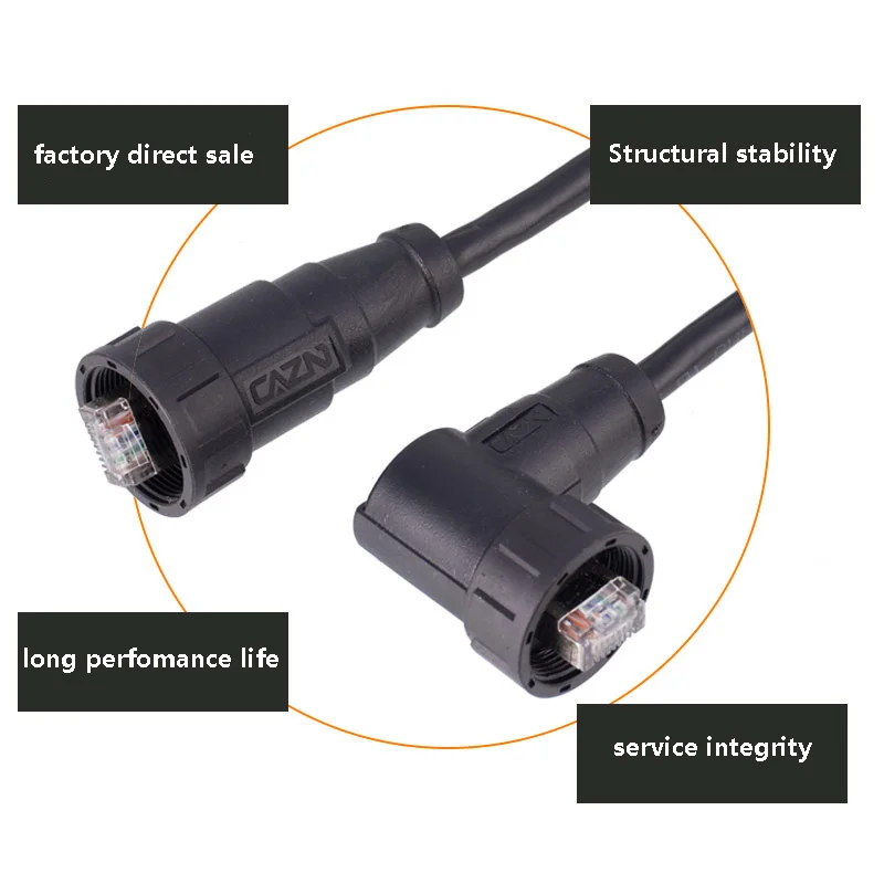 Waterproof RJ45 Connector CAT5e CAT6a 100 Gigabit IP67/68 Board Front Board Rear Installation Plug Structure Stable Long Life